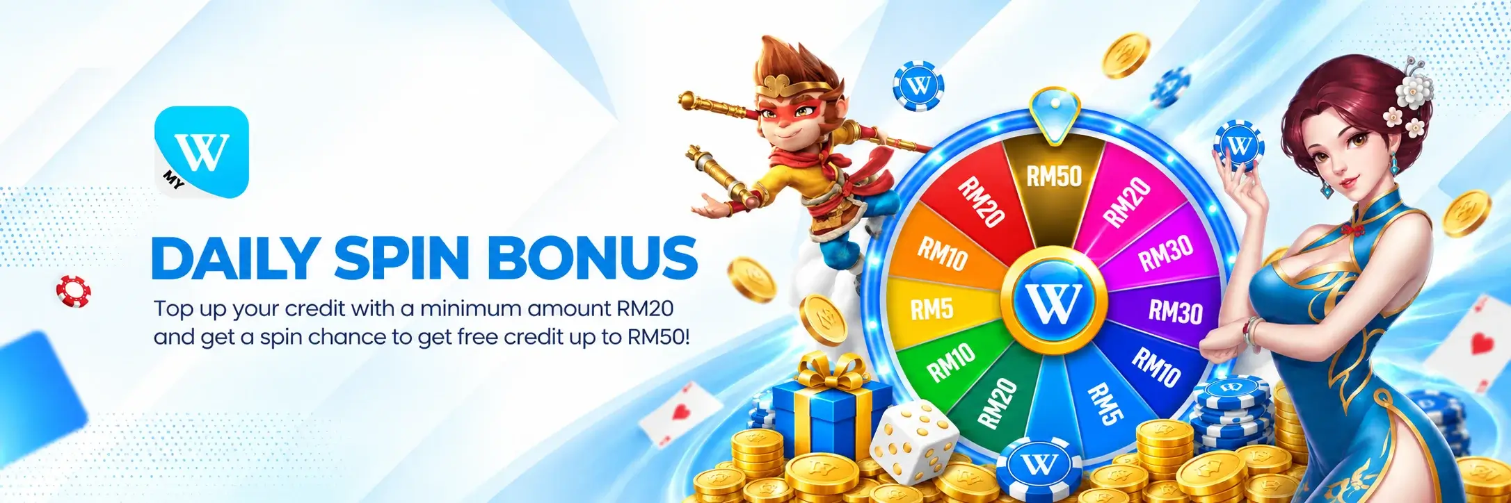Sepanduk promosi bonus pusingan harian Winbox