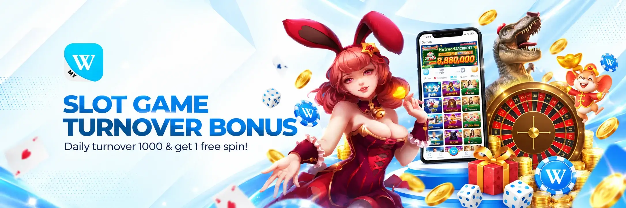 Sepanduk promosi pusingan ganti permainan slot Winbox